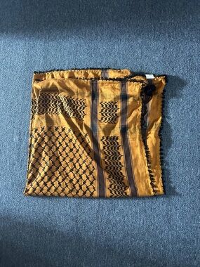 Mustard Yellow & Black Patterned Traditional Scarf